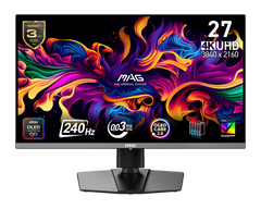 MSI MAG 272UP QD-OLED X24 27-inch 3840 x 2160 (UHD) Gaming Monitor, 240Hz, Adaptive-Sync, HDMI, DisplayPort, VESA Mountable, Tilt, Height Adjustable, Speaker, 0.03ms, Black