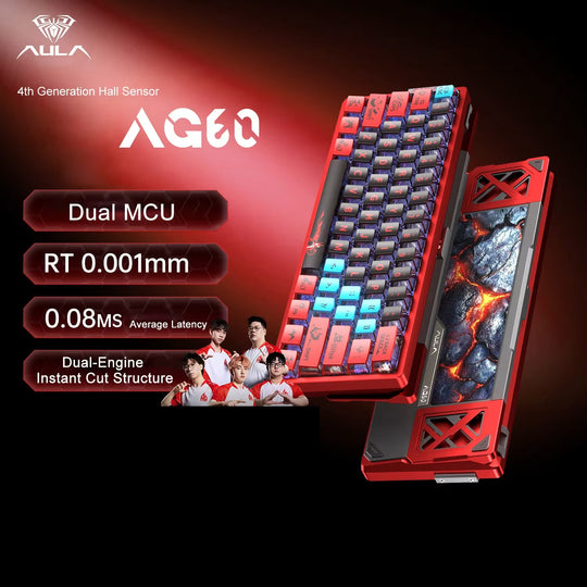 AULA AG60 MAX Wired Hall Effect Magnetic Gaming Keyboard Firefly Heat Sublimation Red – Frostcore Switch