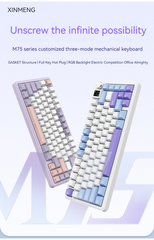XINMENG M75 Pro TFT Display Tri-Mode Gasket Mechanical Keyboard – White Blue – Juicy Peach