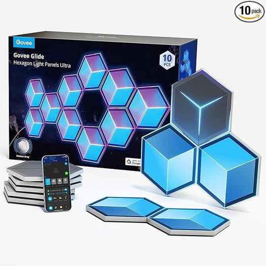 Govee Glide Hexagon Light Panels Ultra, RGBIC 3D Wall Lights (Pack of 7)